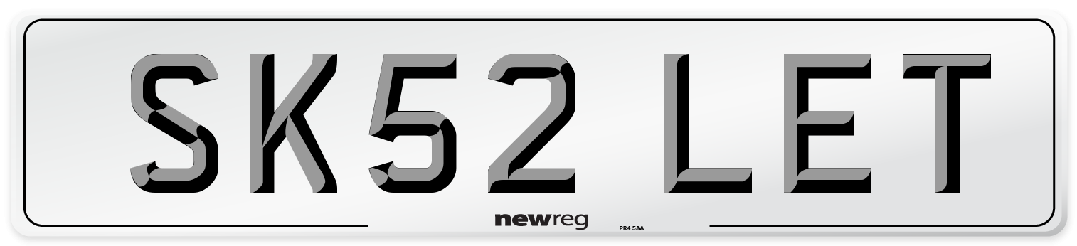 SK52 LET Number Plate from New Reg